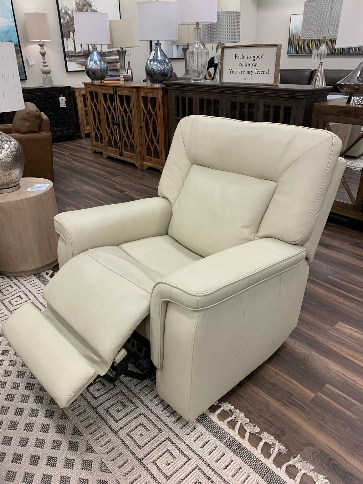 Casey 41" Top Grain Leather Power Motion Reclining Chair - Dove