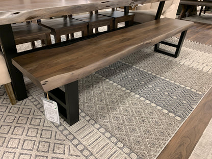 Malcolm 60" Acacia Live Edge Dining Bench - Natural + Smoke