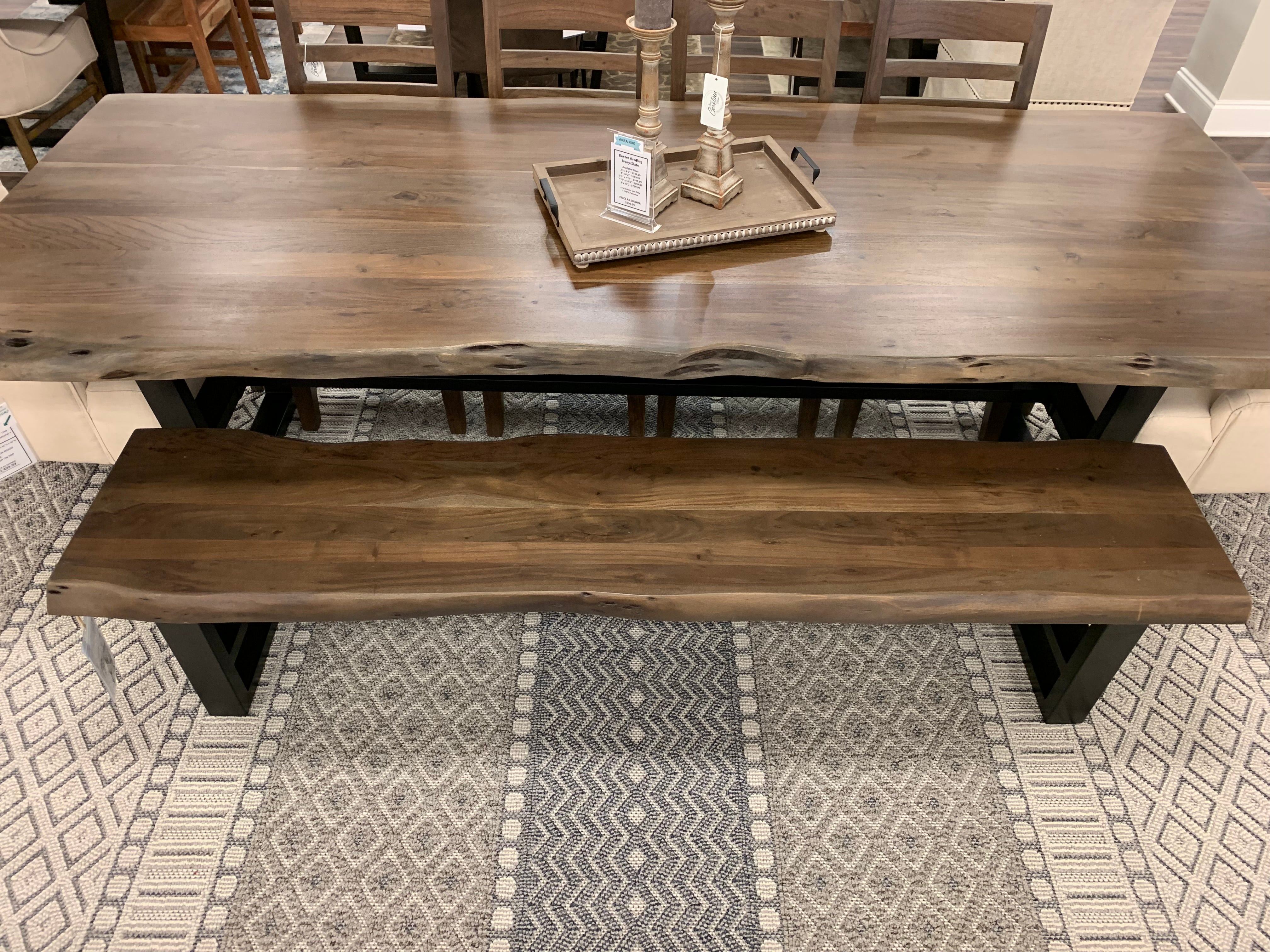 Malcolm 60" Acacia Live Edge Dining Bench - Natural + Smoke