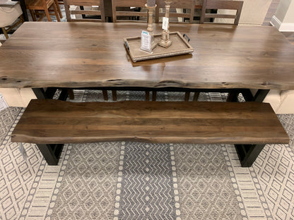 Malcolm 60" Acacia Live Edge Dining Bench - Natural + Smoke