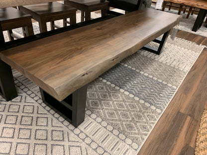 Malcolm 60" Acacia Live Edge Dining Bench - Natural + Smoke