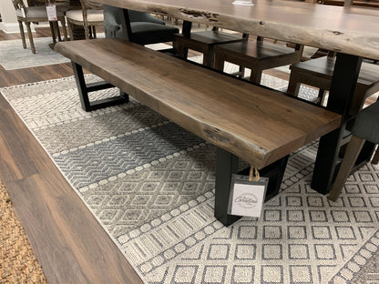Malcolm 60" Acacia Live Edge Dining Bench - Natural + Smoke