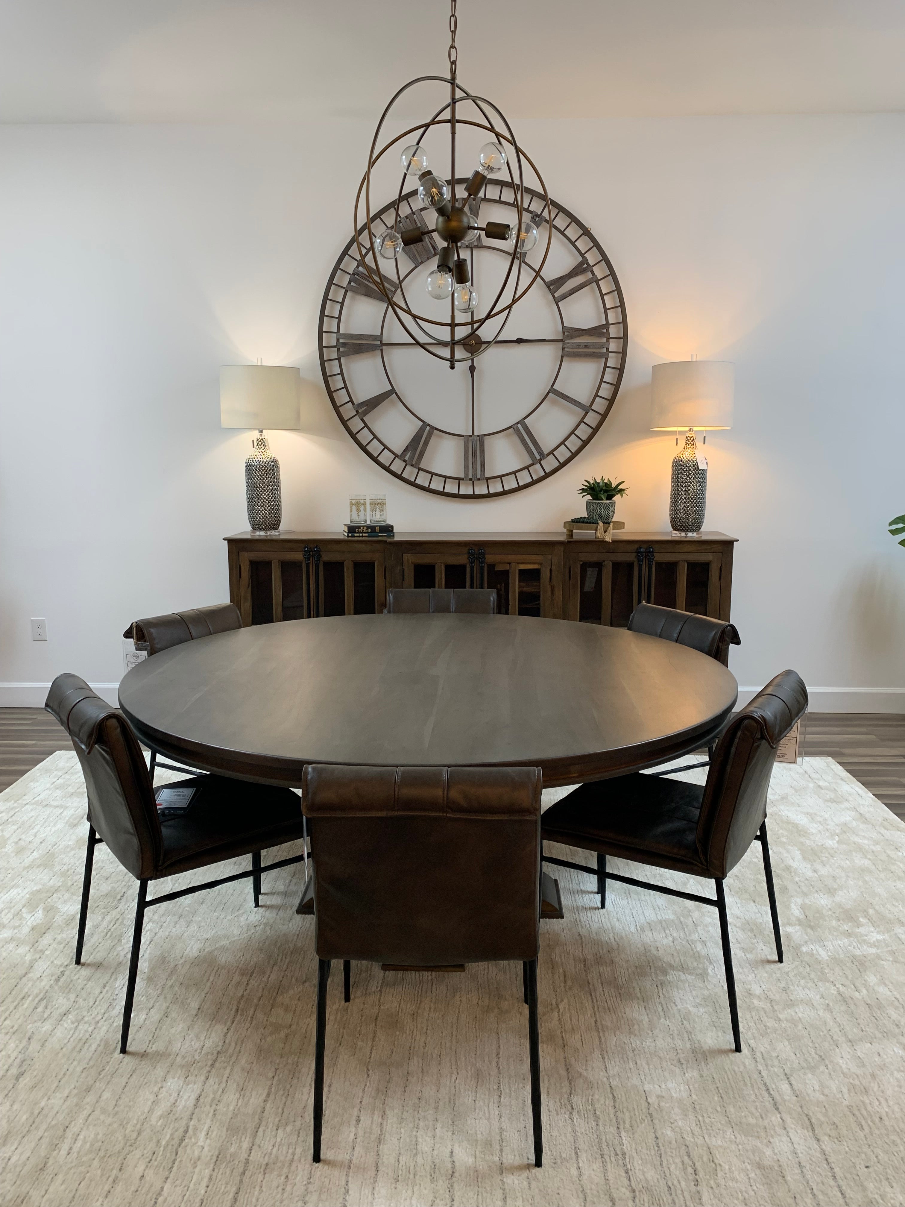Marcia 72" Acacia Round Dining Table - Natural + Smoke