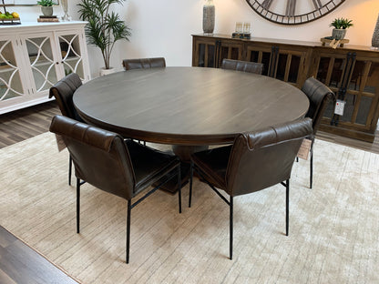 Marcia 72" Acacia Round Dining Table - Natural + Smoke