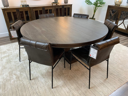 Marcia 72" Acacia Round Dining Table - Natural + Smoke
