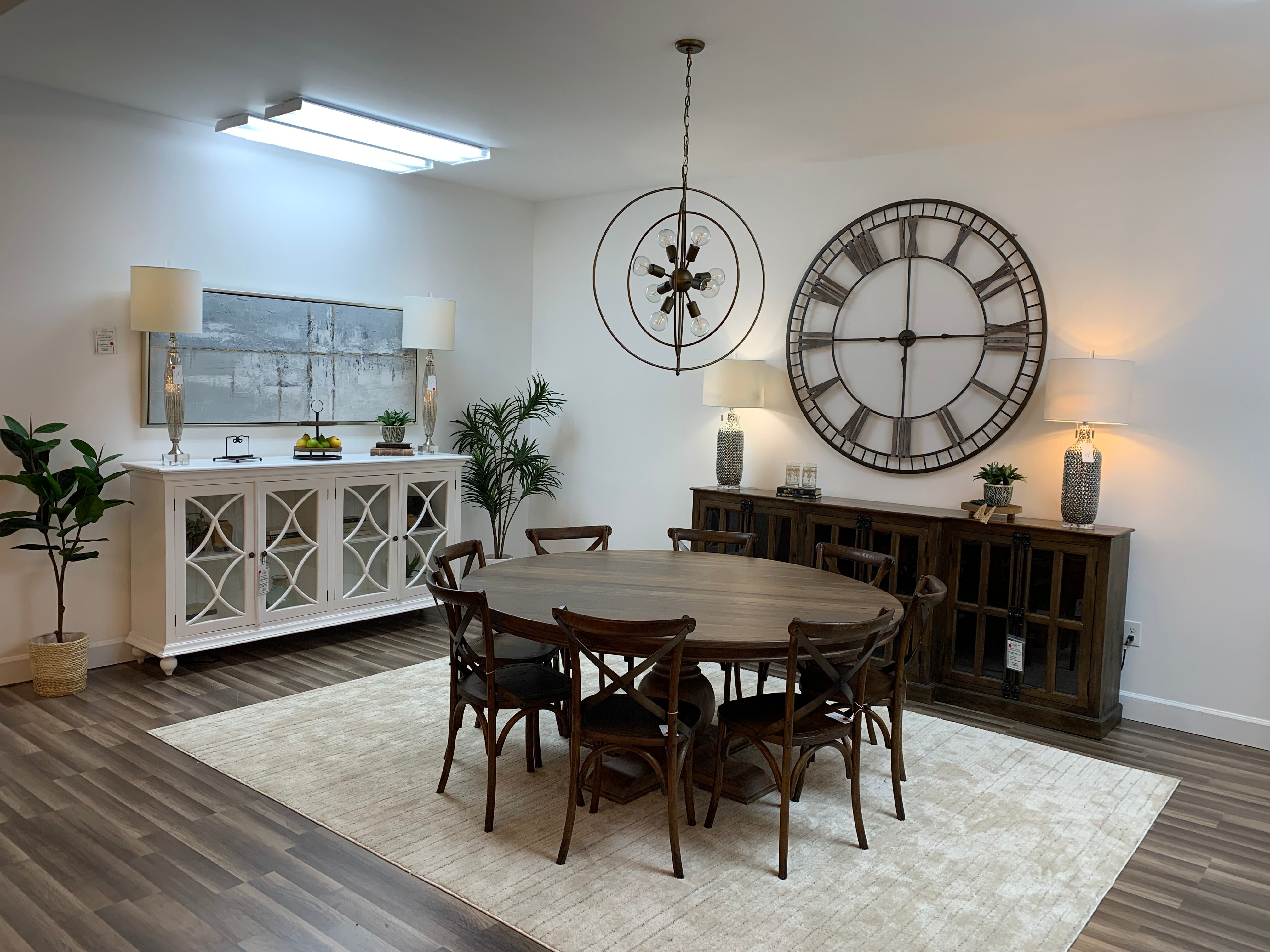 Marcia 72" Acacia Round Dining Table - Natural + Gray