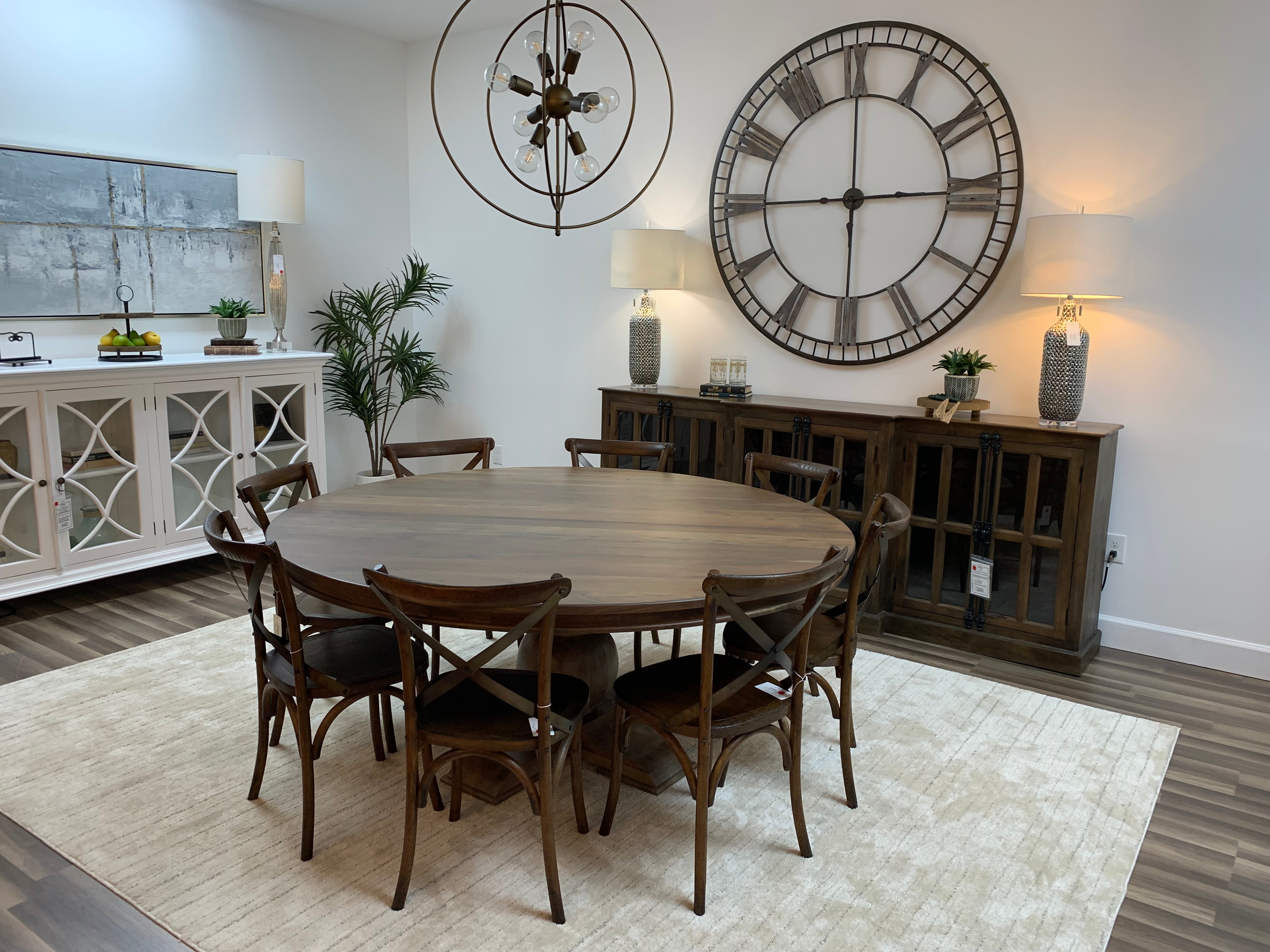 Marcia 72" Acacia Round Dining Table - Natural + Gray