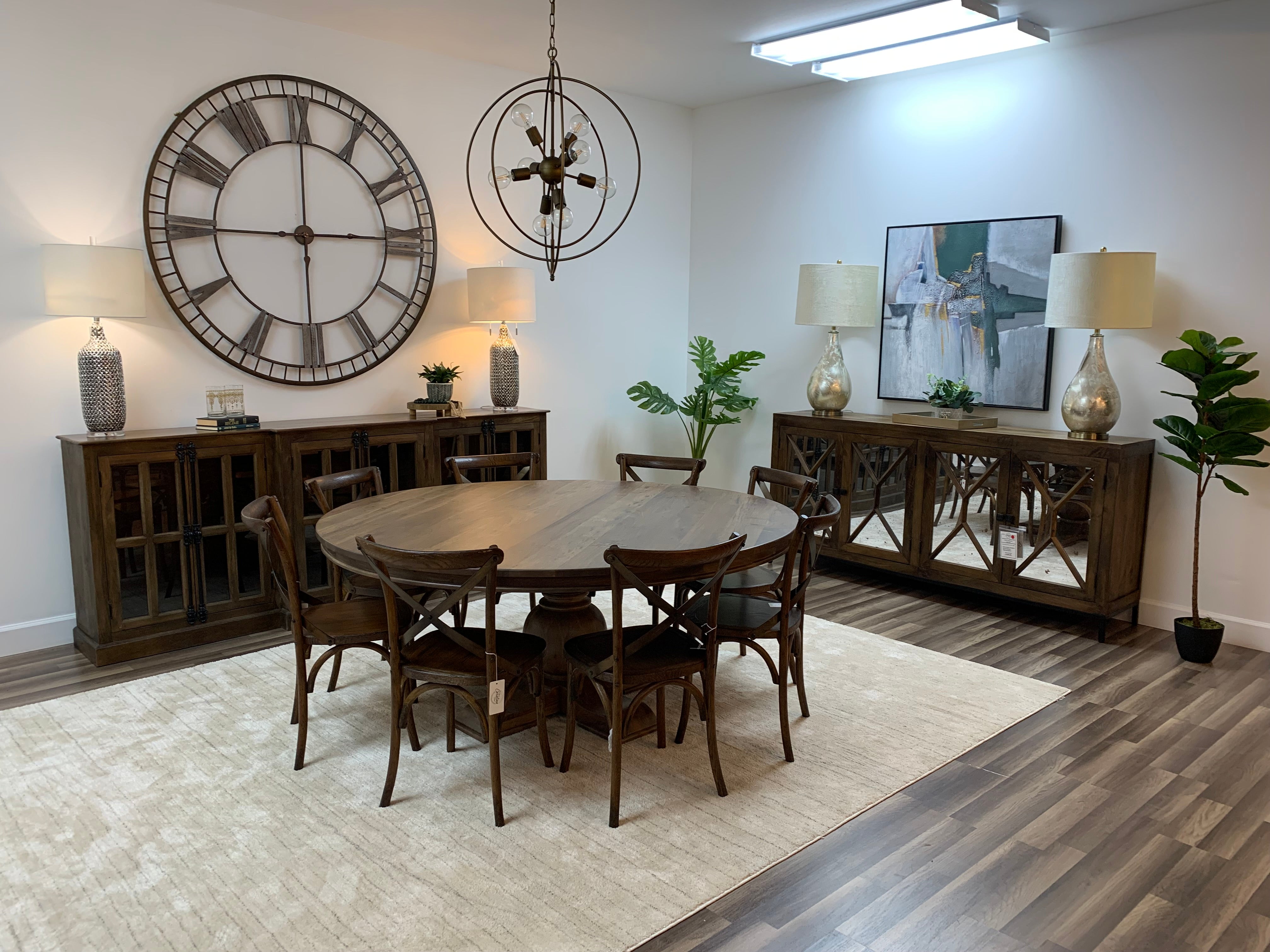 Marcia 72" Acacia Round Dining Table - Natural + Gray