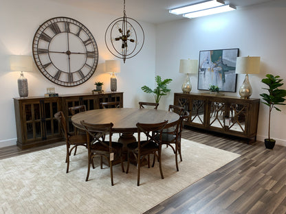 Marcia 72" Acacia Round Dining Table - Natural + Gray