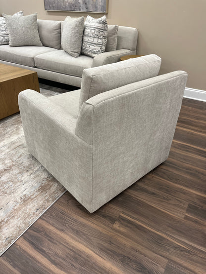 Sarah Express Ship 35" Trillium Cushion Swivel Chair - Timeless Taupe