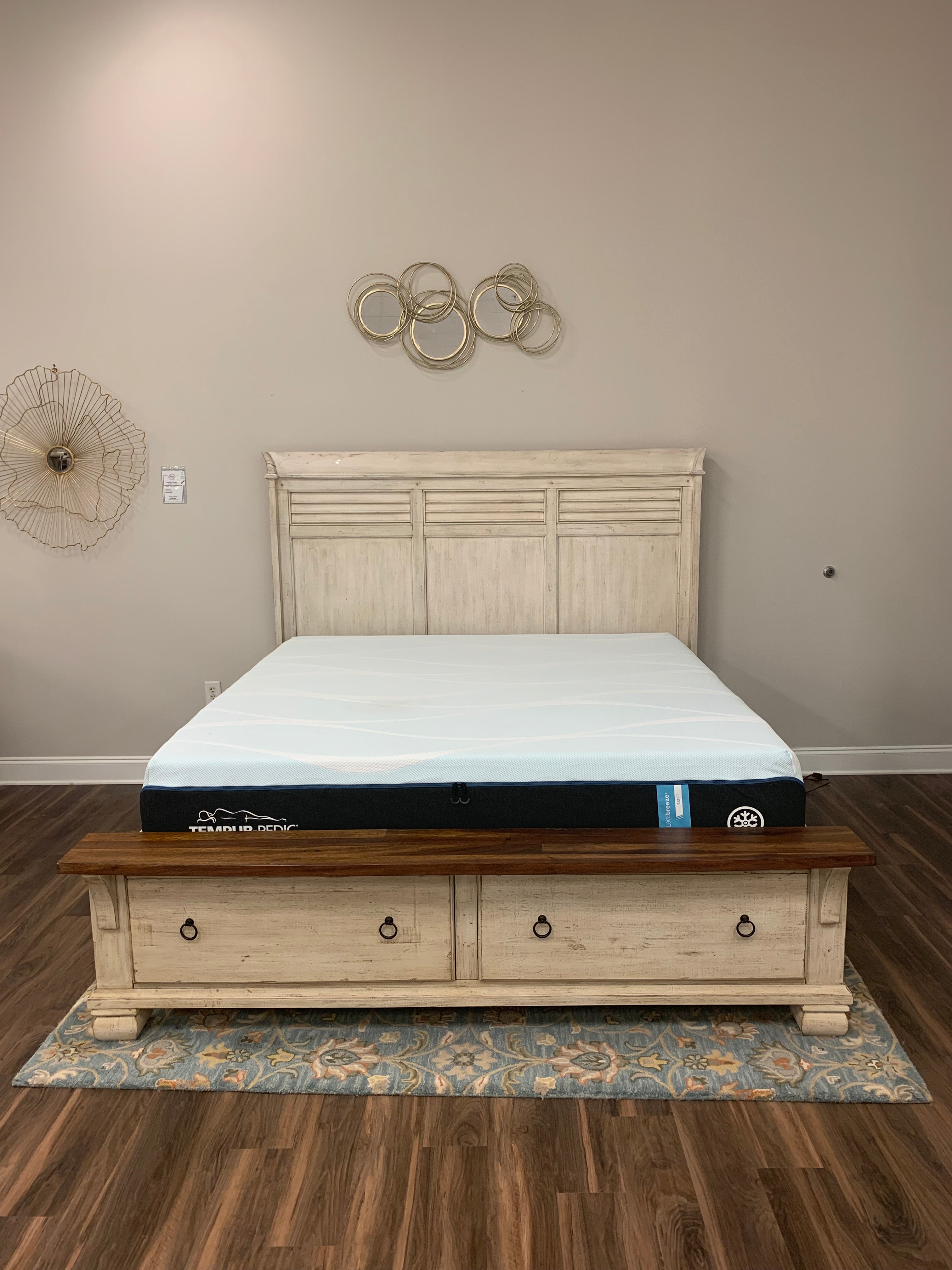 Savannah Mahogany 2 Drawer Storage Bed - Vintage Cream + Driftwood