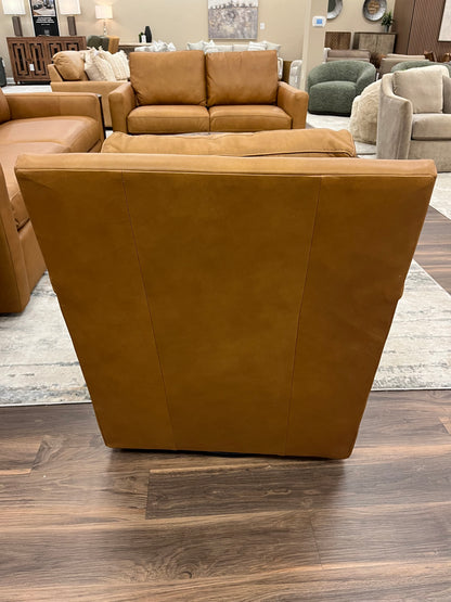 Topeka 29" Slope Arm Top Grain Leather Swivel Club Chair -  Mustang