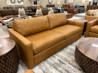 Davidson 91" Top Grain Leather Two Cushion Sofa - Mustang