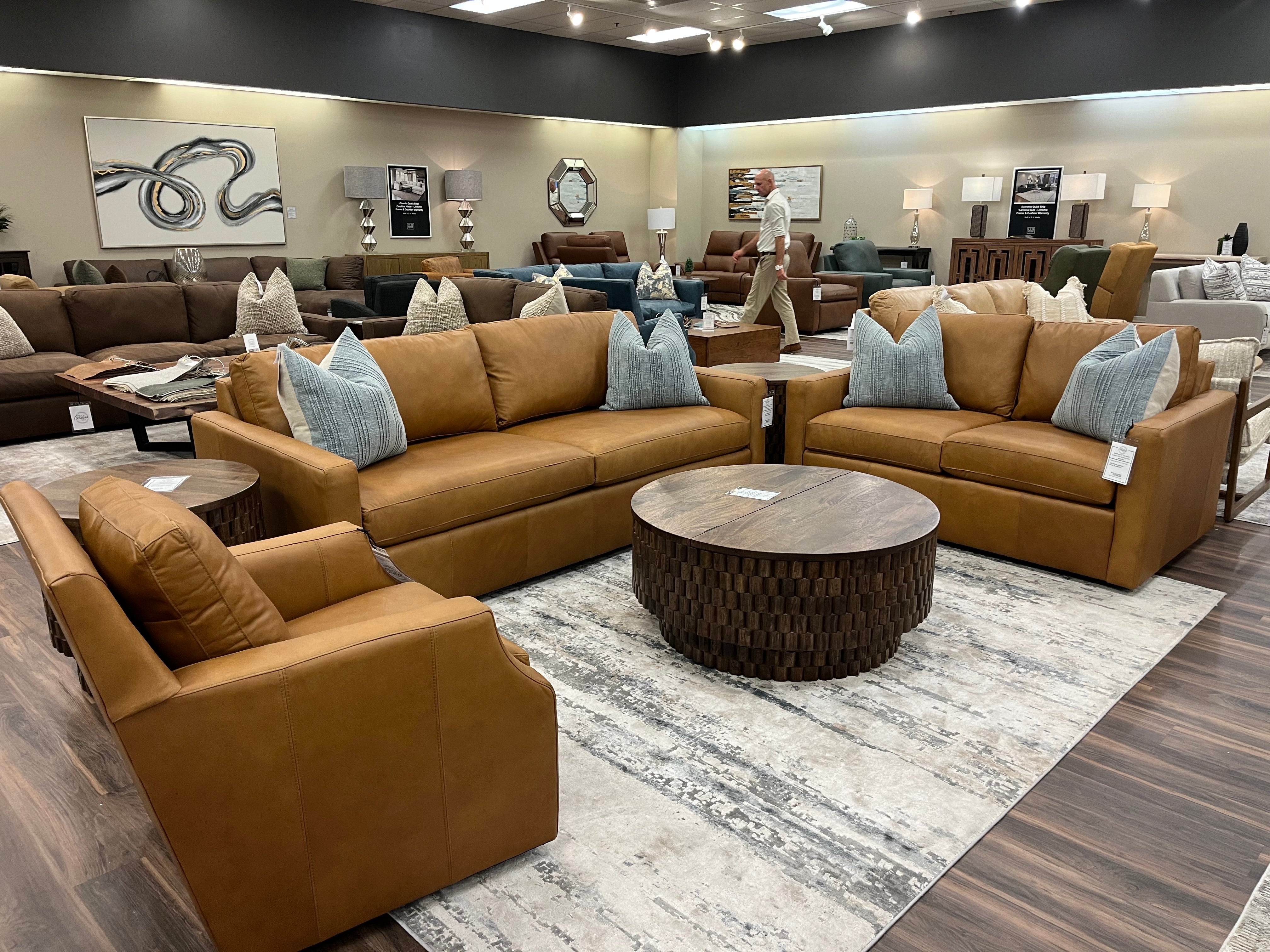 Davidson 65" Top Grain Leather Two Cushion Loveseat - Mustang