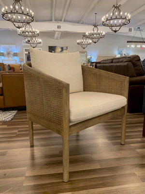 Thaddeus 30" Occasional Chair - Natural Linen + Driftwood