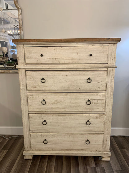 Savannah 43" Mahogany 5 Drawer Chest - Vintage Cream + Driftwood