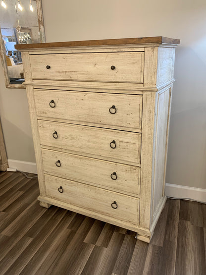 Savannah 43" Mahogany 5 Drawer Chest - Vintage Cream + Driftwood