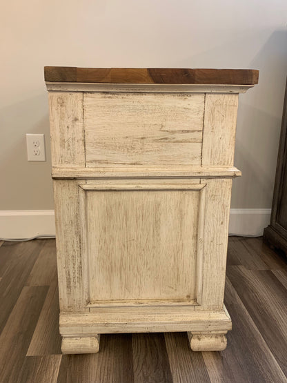 Savannah 32" Mahogany 3 Drawer Nightstand - Vintage Cream + Driftwood