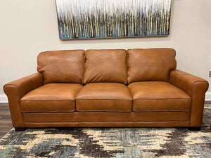 Lucca 91" Italian Top Grain Leather 3 Cushion Sofa - Cinnamon