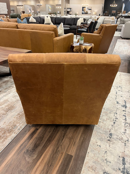 Cassidy 31" Wide Track Arm Top Grain Leather Swivel Glider - Hollis Tobacco