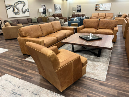 Laredo 104" Wide Track Arm 3 Cushion Top Grain Leather Sofa - Hollis Tobacco