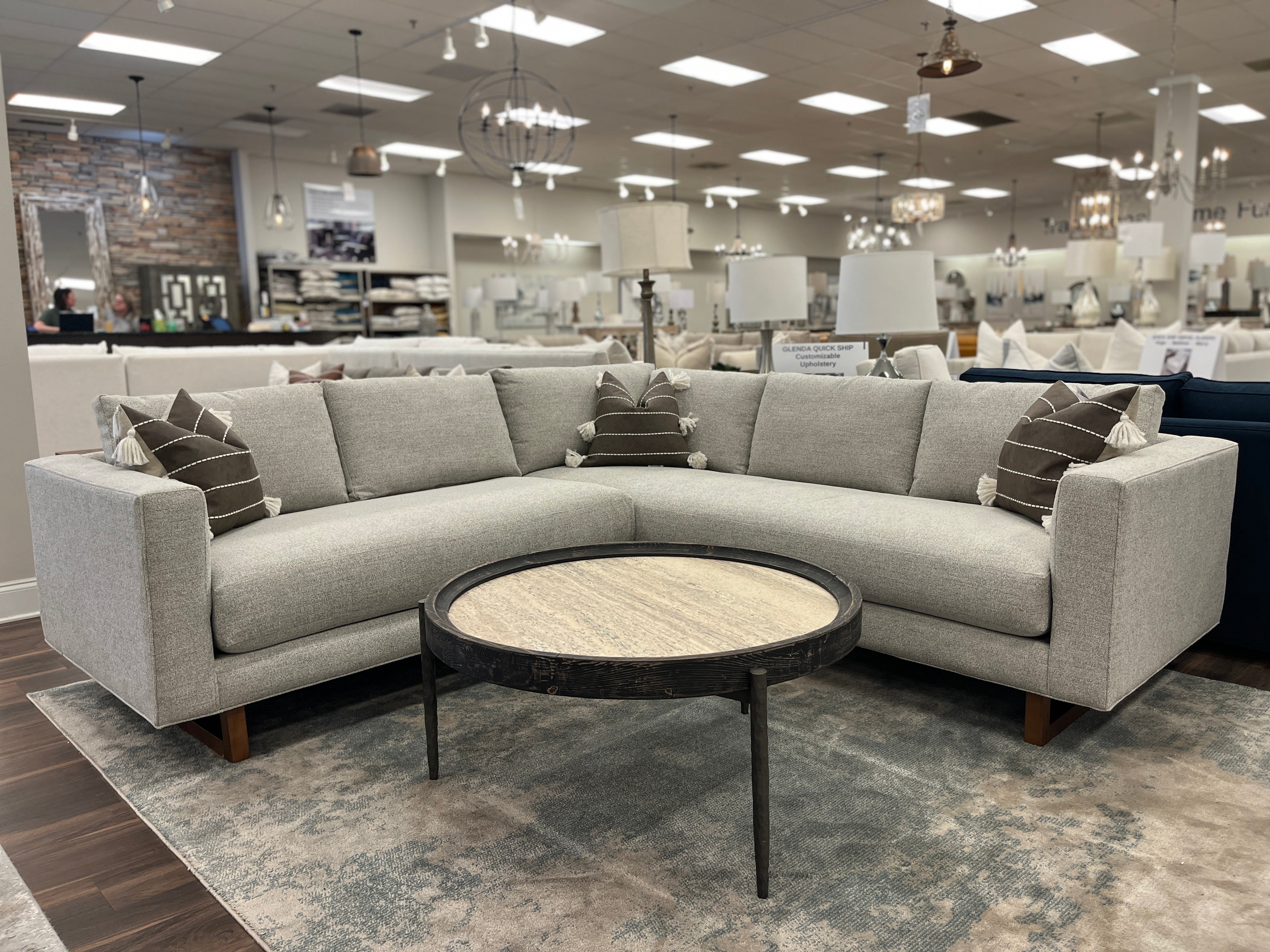 Jeffrey Quick Ship 94" x 94" Bench Cushion Sectional - Harbour Grey