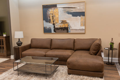 Raphael 124" Top Grain Leather Sofa w/Right Arm Facing Chaise - Napa Fudge