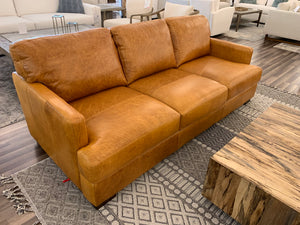 Farrara 88" Italian Top Grain Leather 3 Cushion Sofa - Dallas Camel