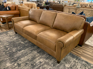 Catania 93" Italian Top Grain Leather 3 Cushion Sofa - Madison Pecan
