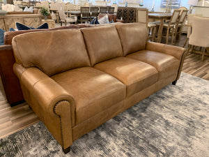 Catania 93" Italian Top Grain Leather 3 Cushion Sofa - Madison Pecan