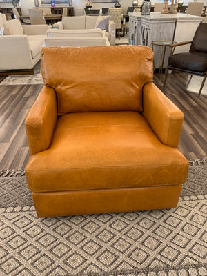 Farrara 35" Italian Top Grain Leather Swivel Chair - Dallas Camel