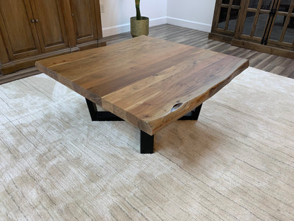 Malcolm Acacia 40" Square Live Edge Coffee Table - Natural