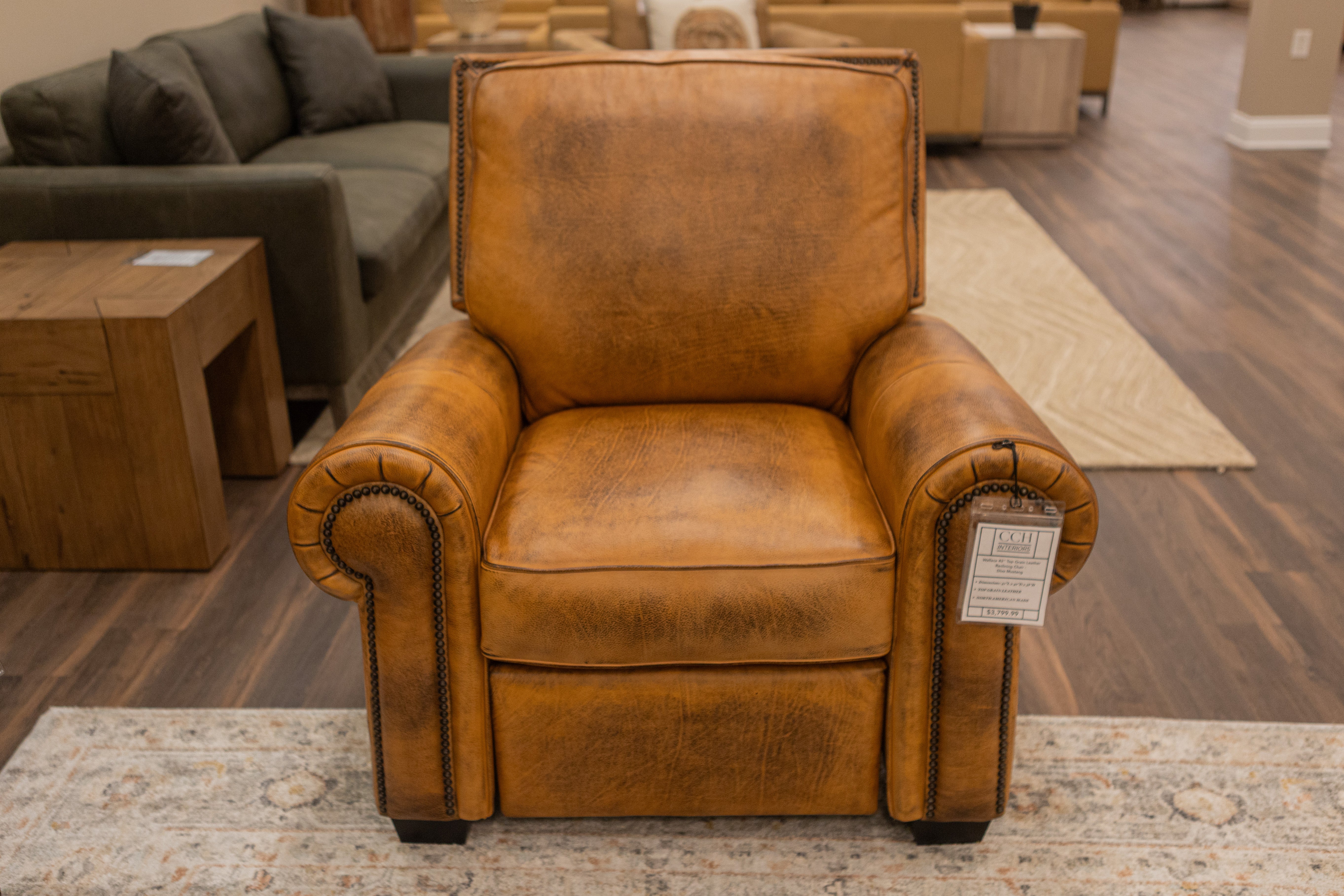 Wallace 45" Top Grain Leather Chair - Diva Mustang