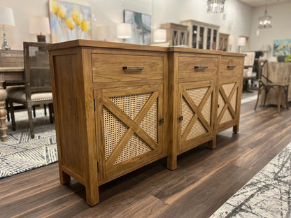 Sylvan 79" Teak + Rattan 3 Door Sideboard