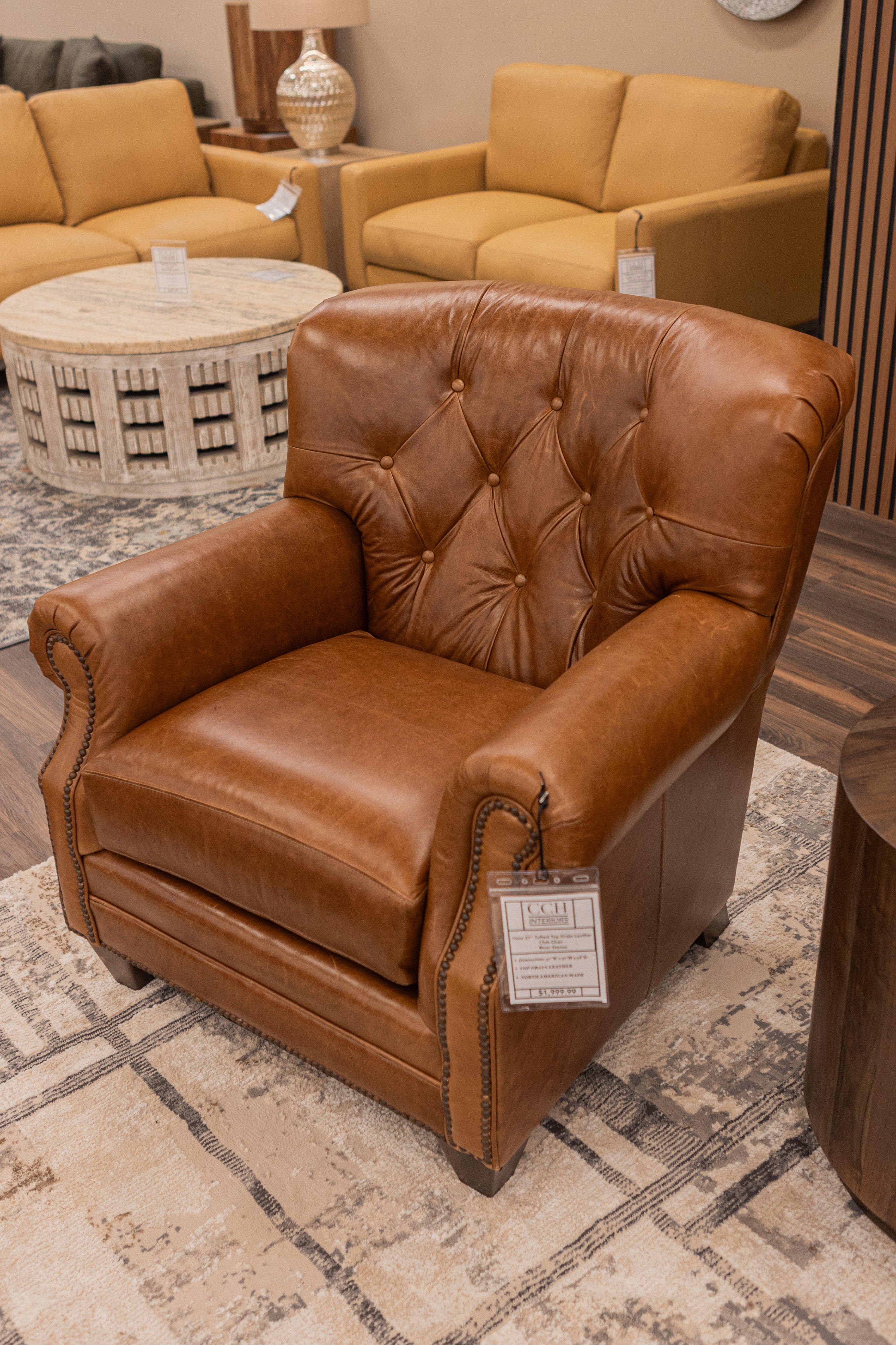 Hoss 37" Tufted Top Grain Leather Club Chair - River Stecco