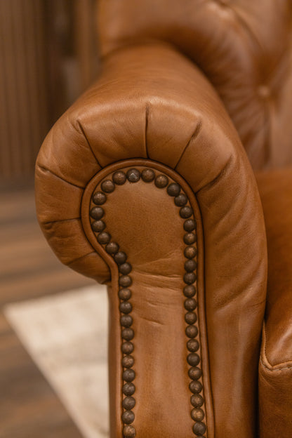 Hoss 37" Tufted Top Grain Leather Club Chair - River Stecco