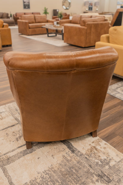 Hoss 37" Tufted Top Grain Leather Club Chair - River Stecco