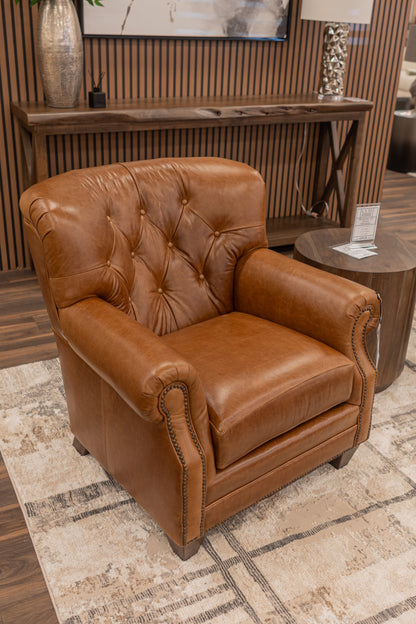 Hoss 37" Tufted Top Grain Leather Club Chair - River Stecco