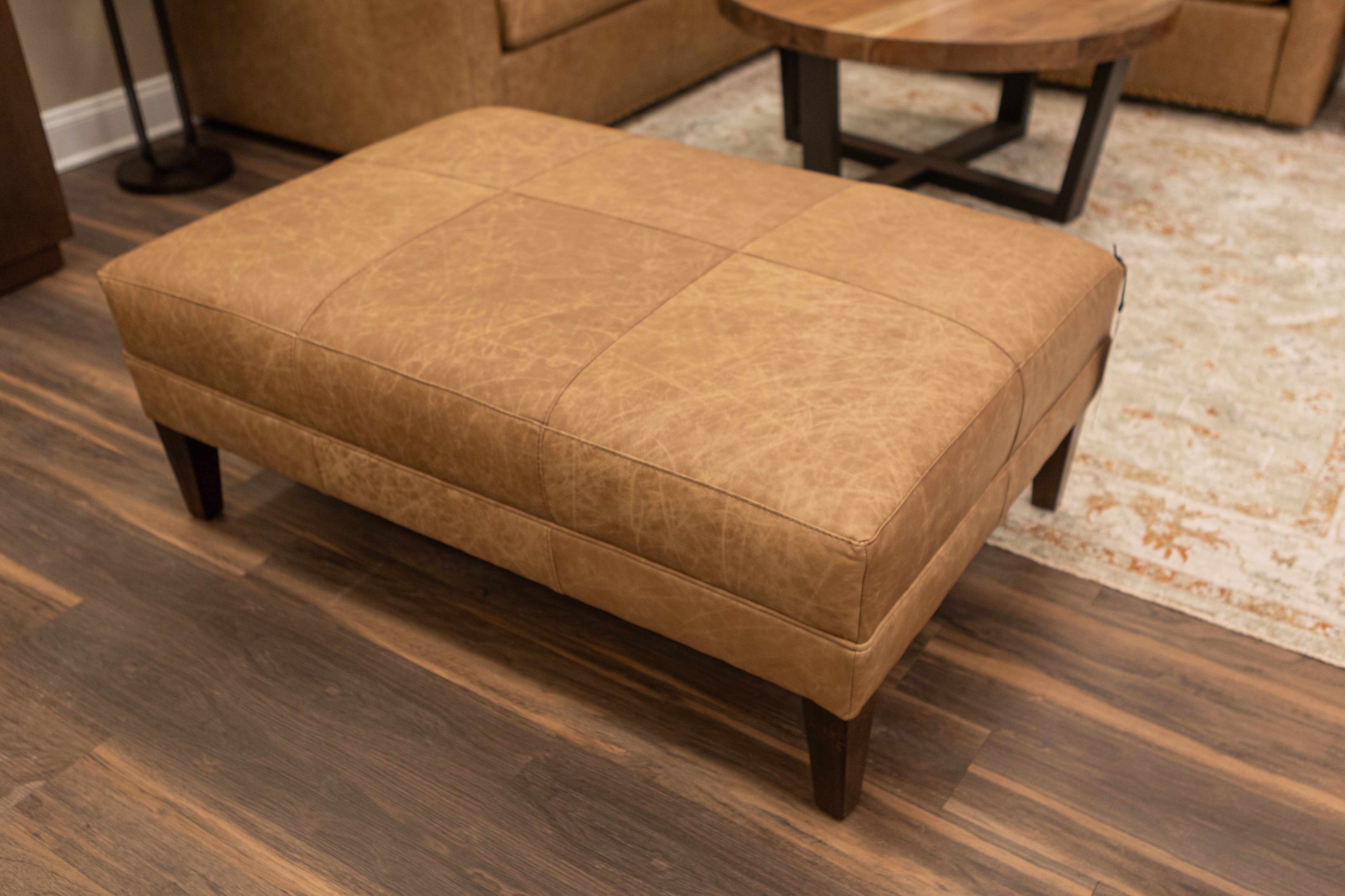 Dutton 46" Customizable Rectangle Top Grain Leather Cocktail Ottoman