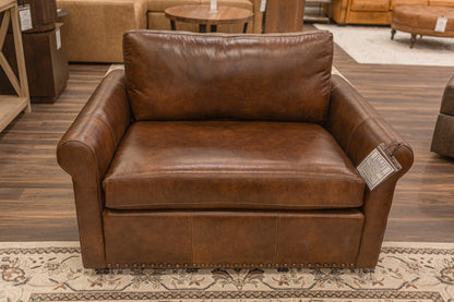 Roark 53" Rolled Arm Oversized Top Grain Leather Chair - Tombstone Antique