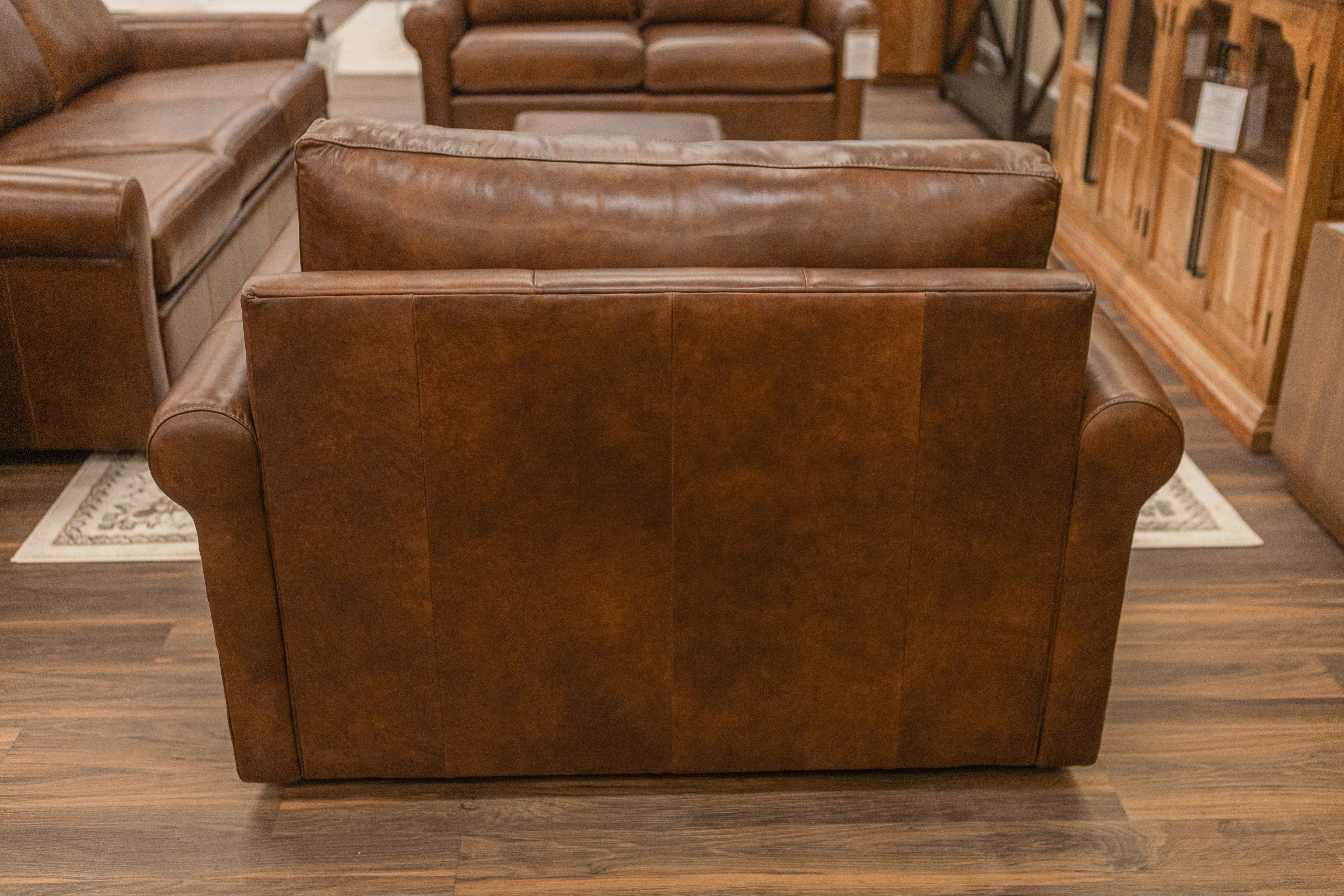 Roark 53" Rolled Arm Oversized Top Grain Leather Chair - Tombstone Antique