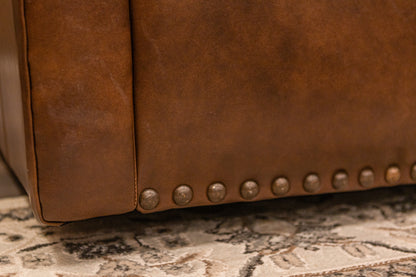 Roark 53" Rolled Arm Oversized Top Grain Leather Chair - Tombstone Antique