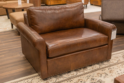 Roark 53" Rolled Arm Oversized Top Grain Leather Chair - Tombstone Antique