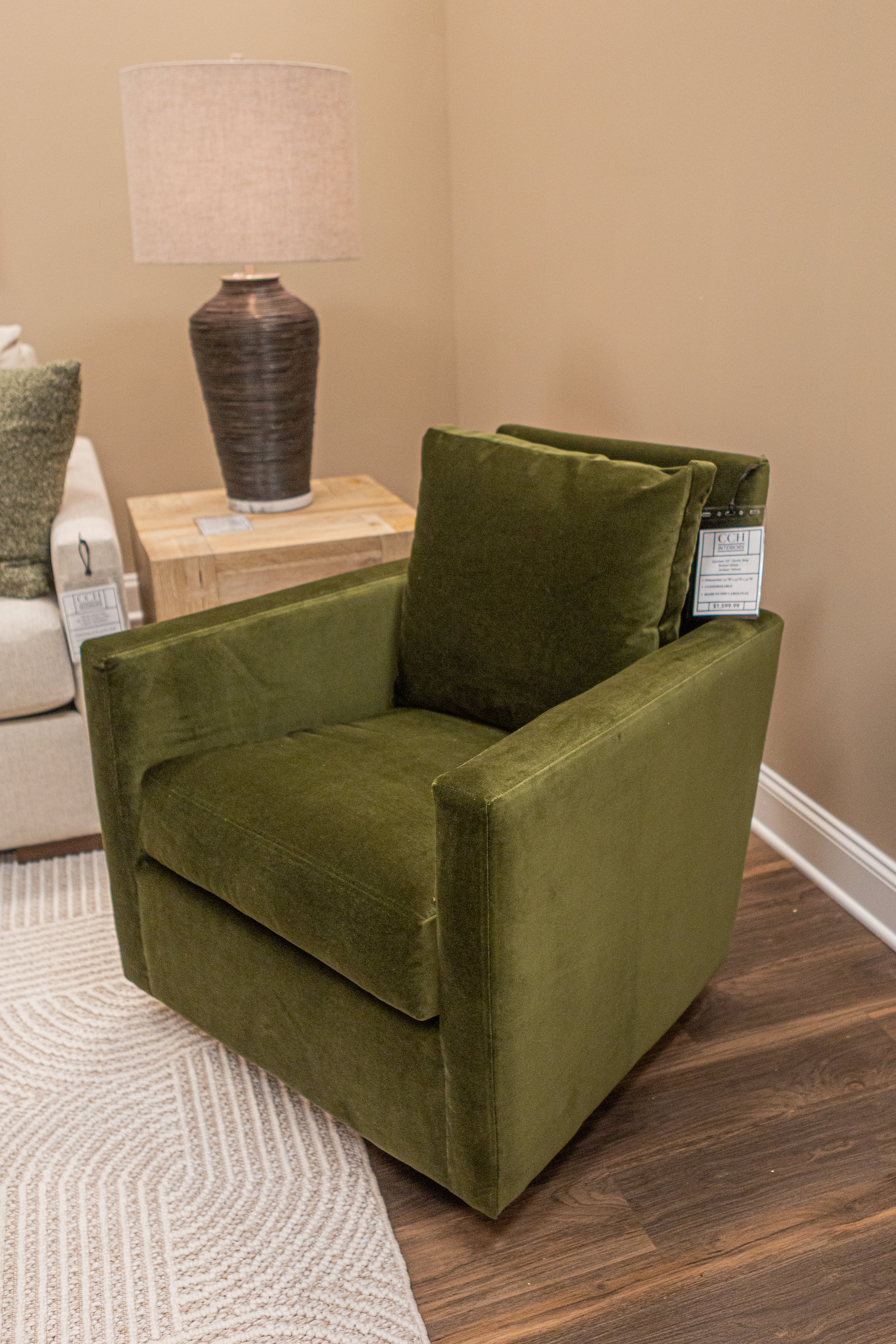 Carmen 32" Quick Ship Swivel Glider - Juniper Velvet