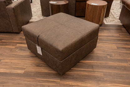 Bodie 36" Square Storage Top Grain Leather Ottoman - Omaha Cigar