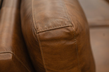 Roark 64" Rolled Arm 3 Cushion Top Grain Leather Loveseat - Tombstone Antique