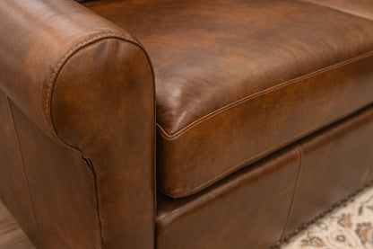 Roark 64" Rolled Arm 3 Cushion Top Grain Leather Loveseat - Tombstone Antique