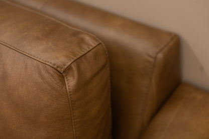 Wayne 139" x 139" Wedge Arm 5 Cushion Top Grain Leather Wedge Corner Sectional - Wild Buck