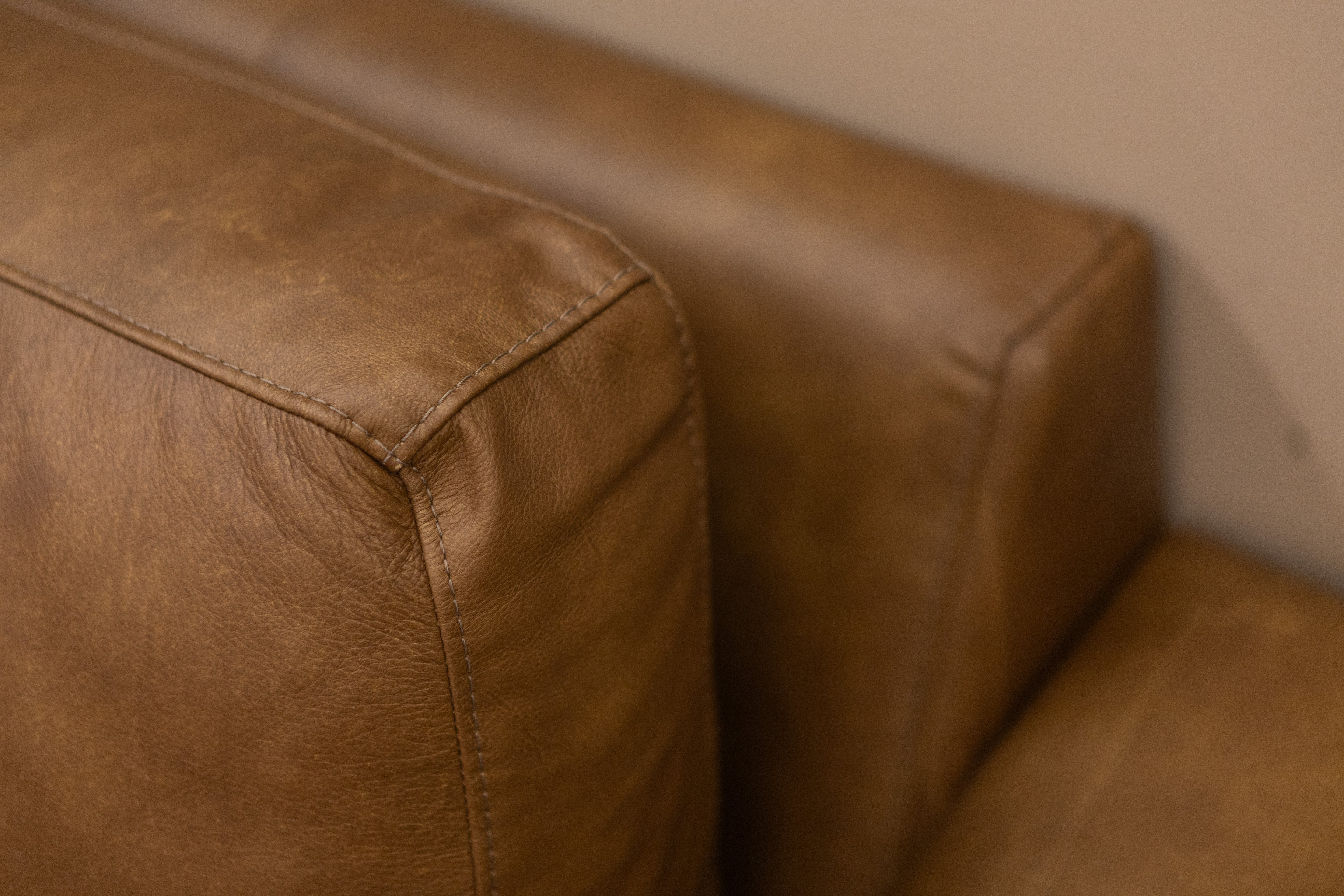 Wayne 139" x 139" Wedge Arm 5 Cushion Top Grain Leather Wedge Corner Sectional - Wild Buck