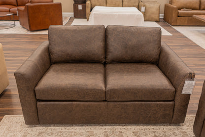 Wayne 65" Wedge Arm 2 Cushion Top Grain Leather Loveseat - Omaha Cigar